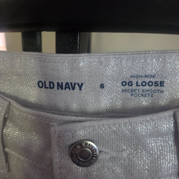 Old navy OG loose jeans Mid rise size 6 shimmer white new with tags - Picture 3 of 6